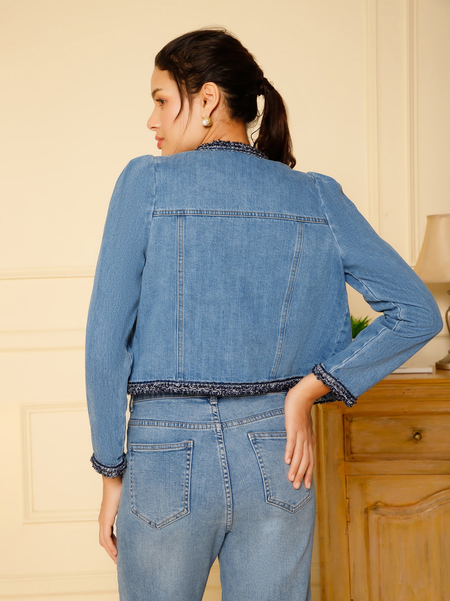 PEARL PATCH WORK DENIM JACKET