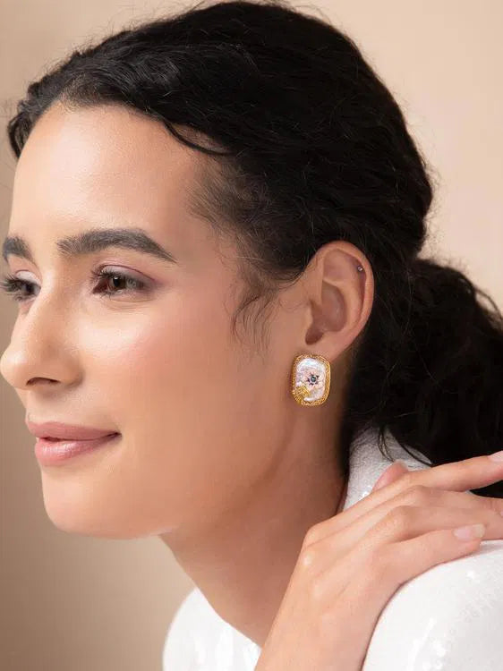 PEARL FLOWER DROP EARRINGS