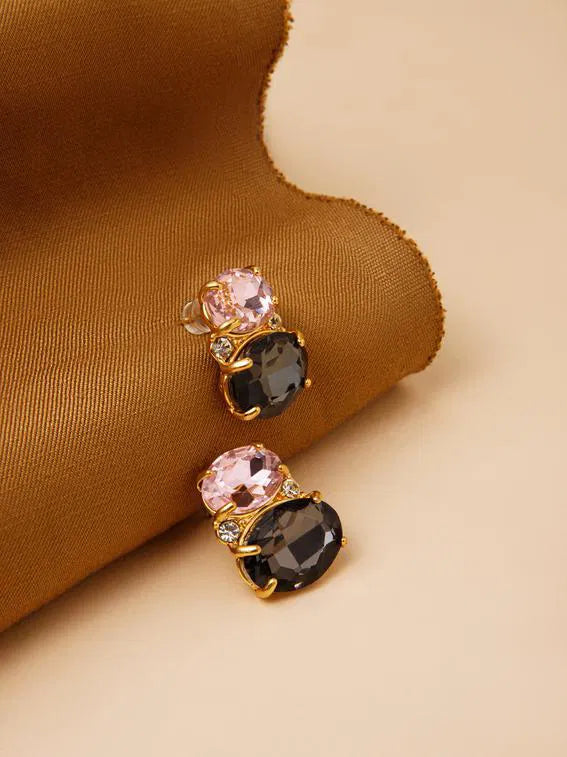 Black Pink Stud Earrings