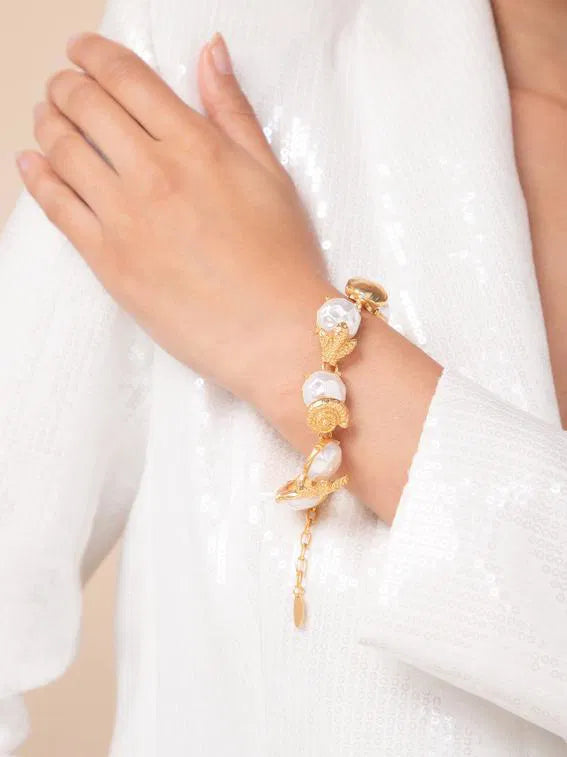 Beaded Charm Golden Bracelet