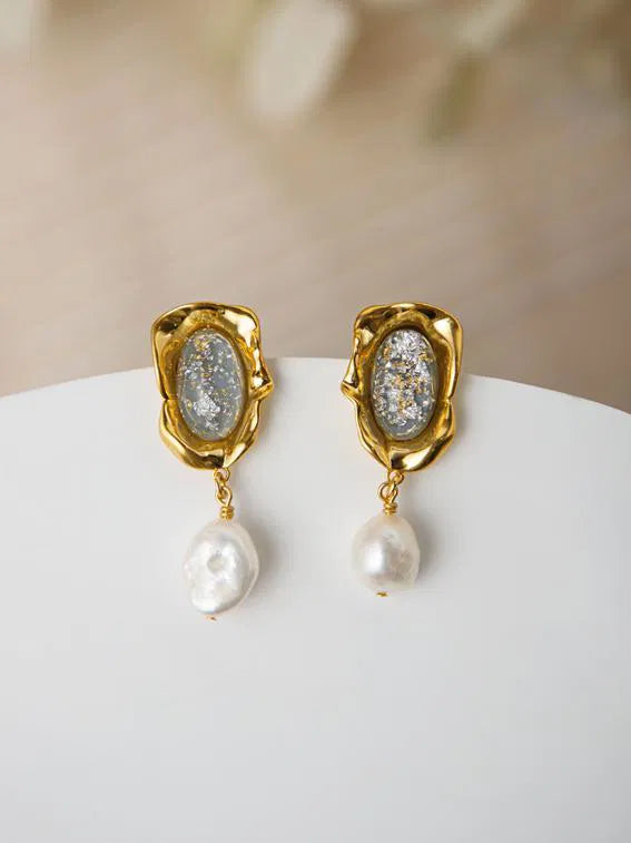 Glittering Ocean Drop Earrings