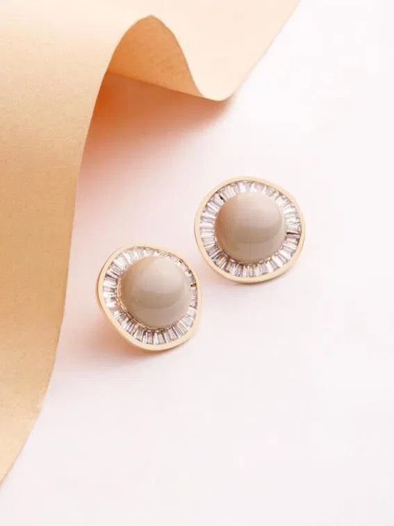 Grey Pearl Studded Earrings