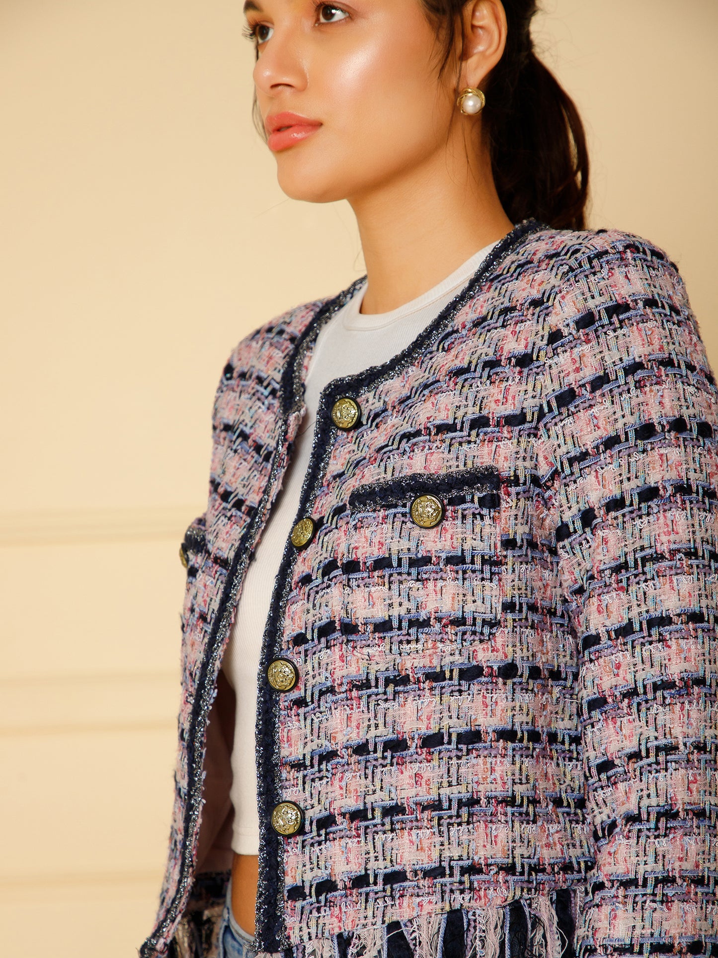 TEXTURED WEAVE SHORT JACKET