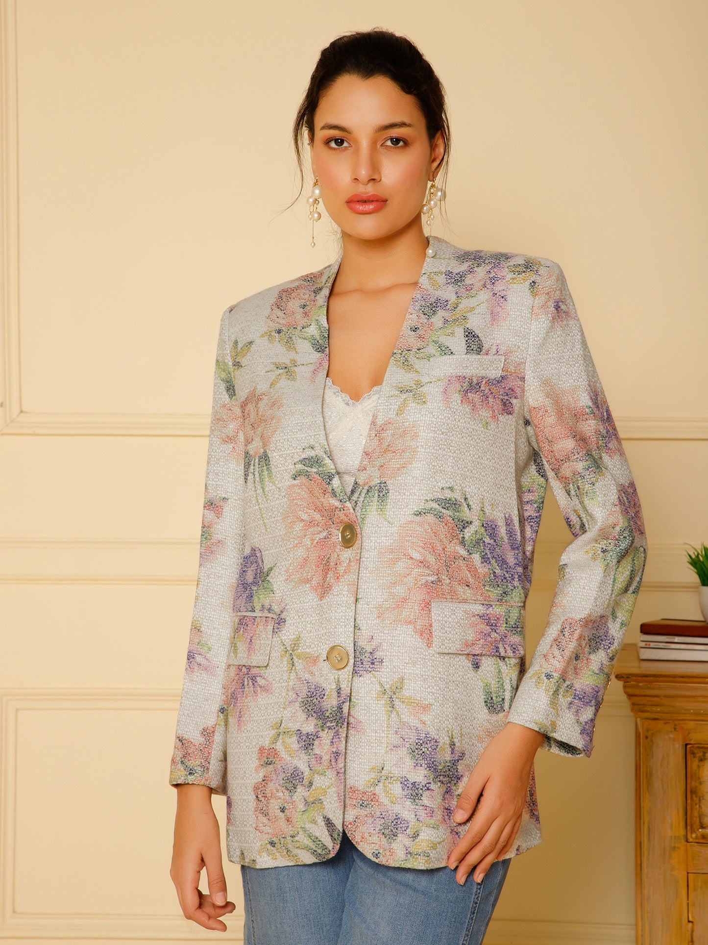 Floral Textured Blazer