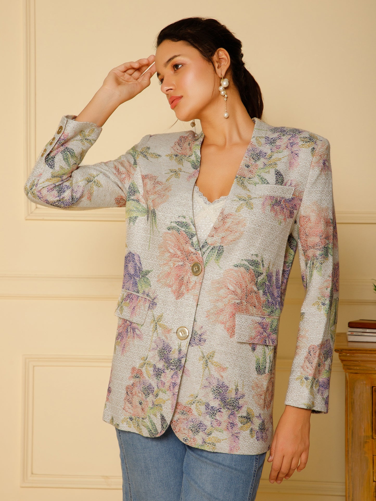Floral Textured Blazer