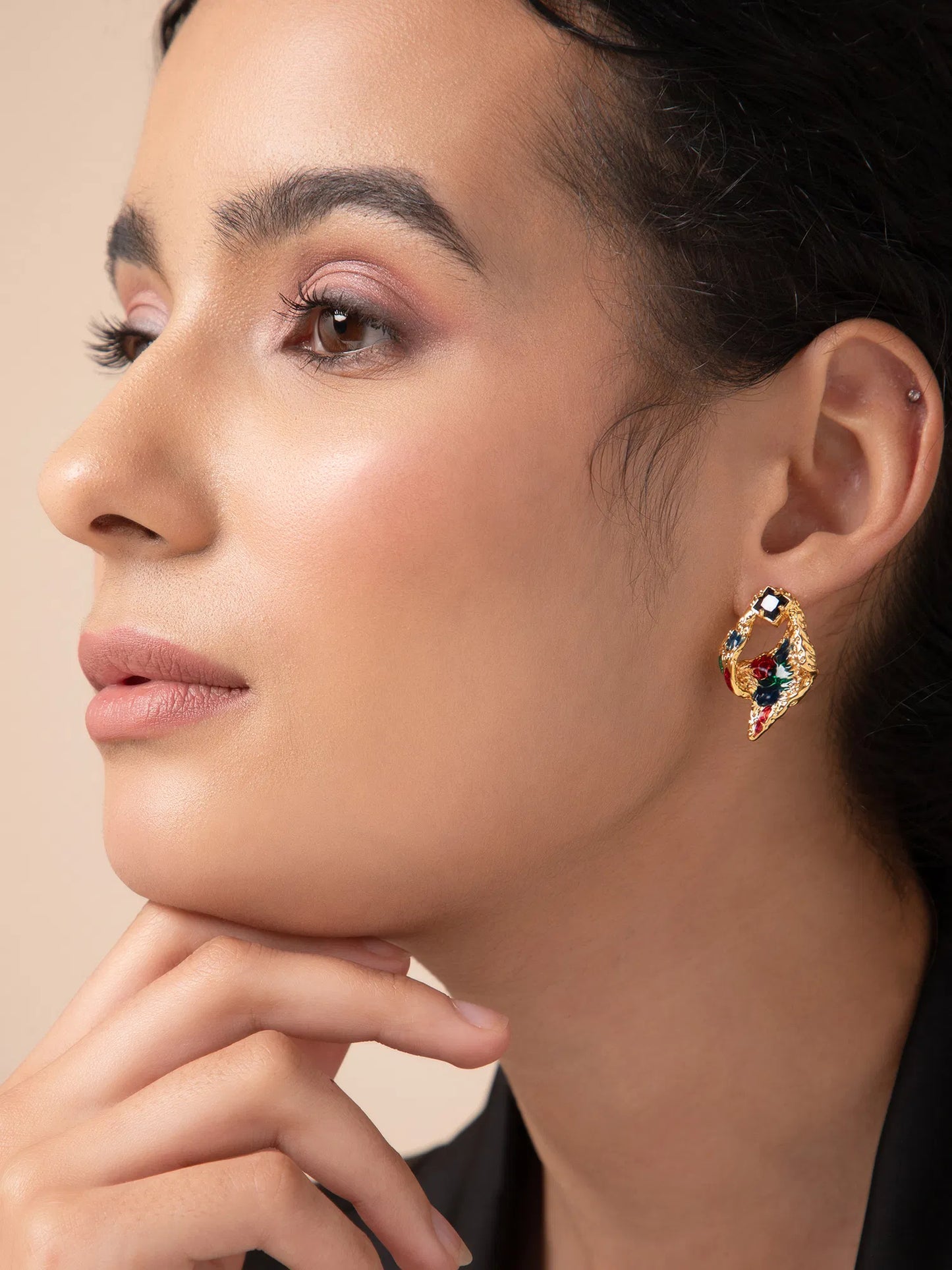 Multicolor Gold Drop Earings