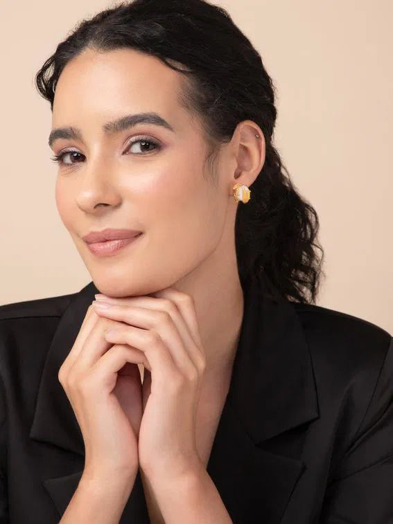 Luminous White Stud Earrings