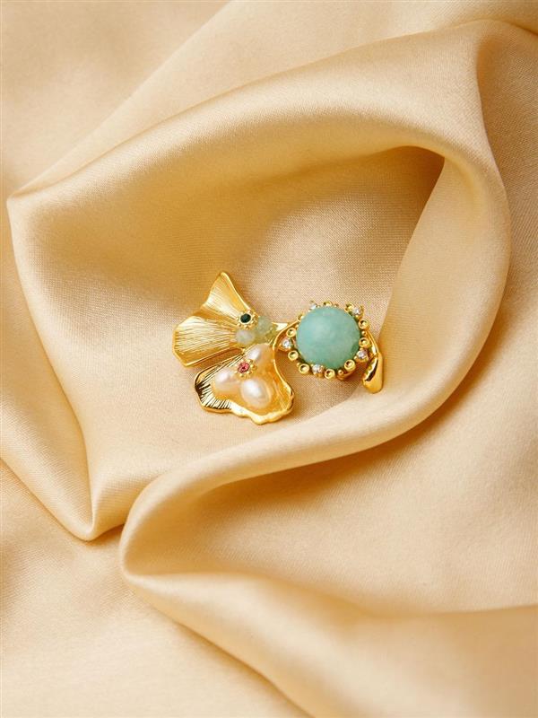 Teal Broach with Tassles