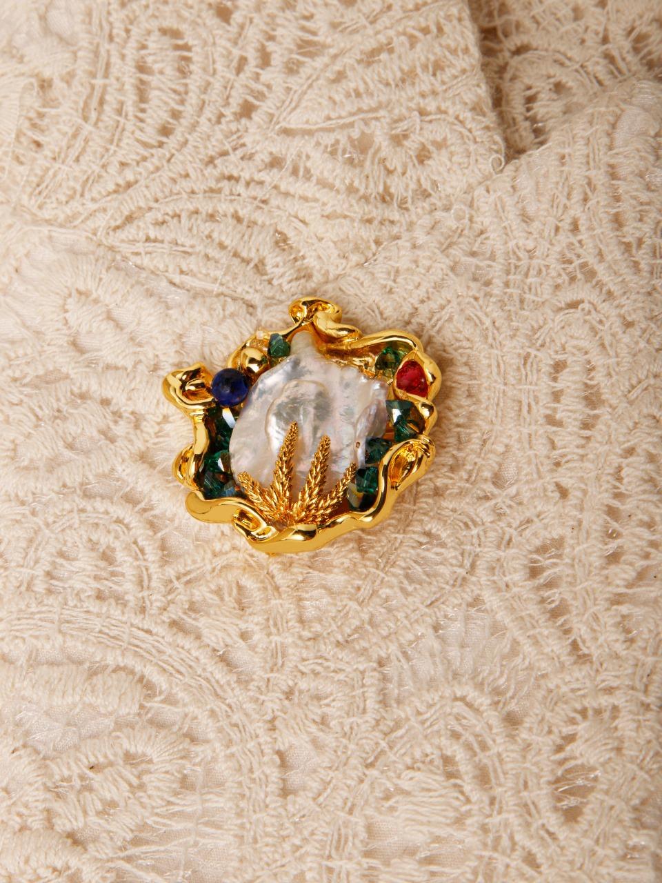 Golden Harvest Pearl Brooch