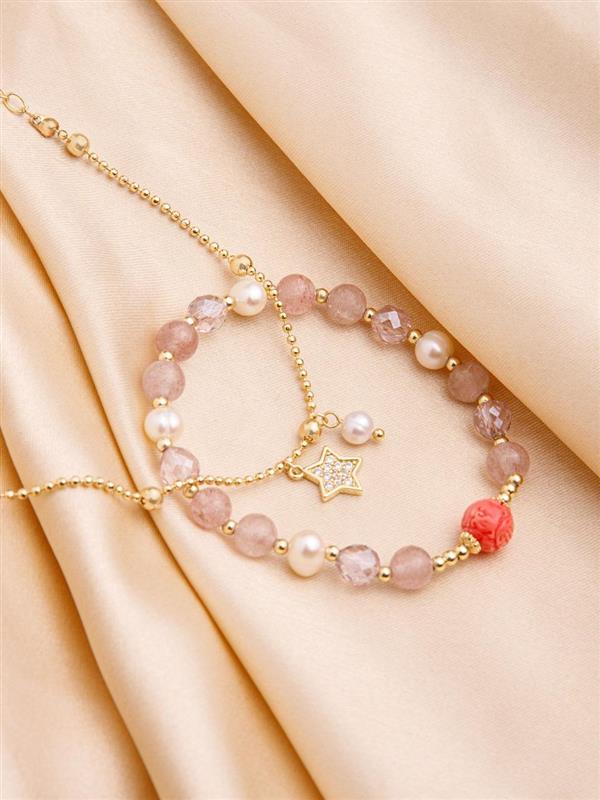 Celestial Rose Quartz Charm Bracelet