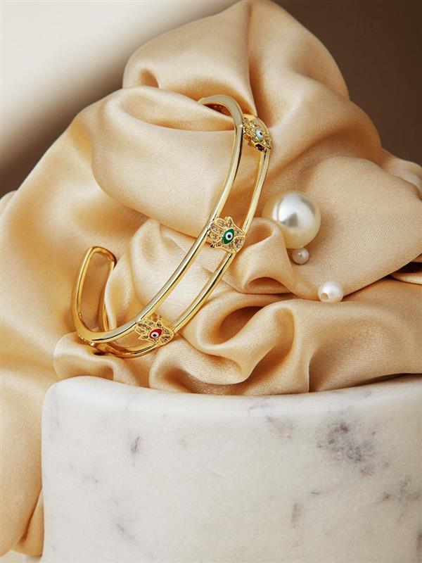 Golden Charm Evil Eye Bangle