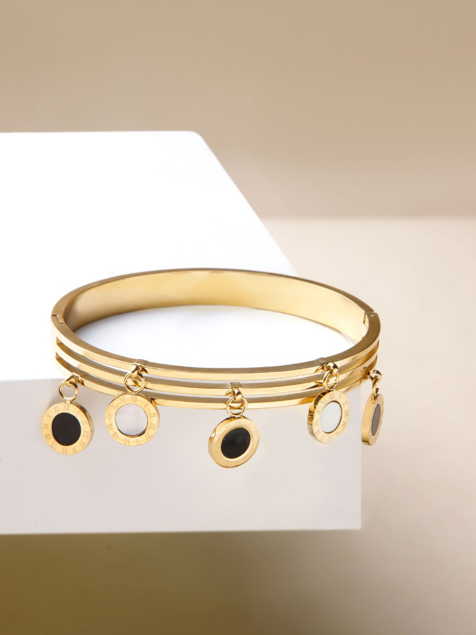 Gold-Plated Charm Bangle – Chic & Stylish