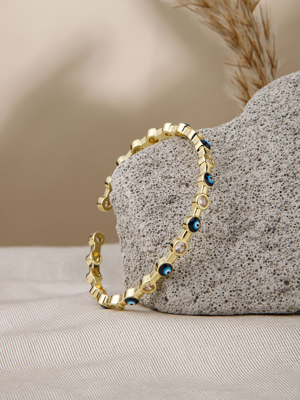 Golden Evil Eye Open Bangle