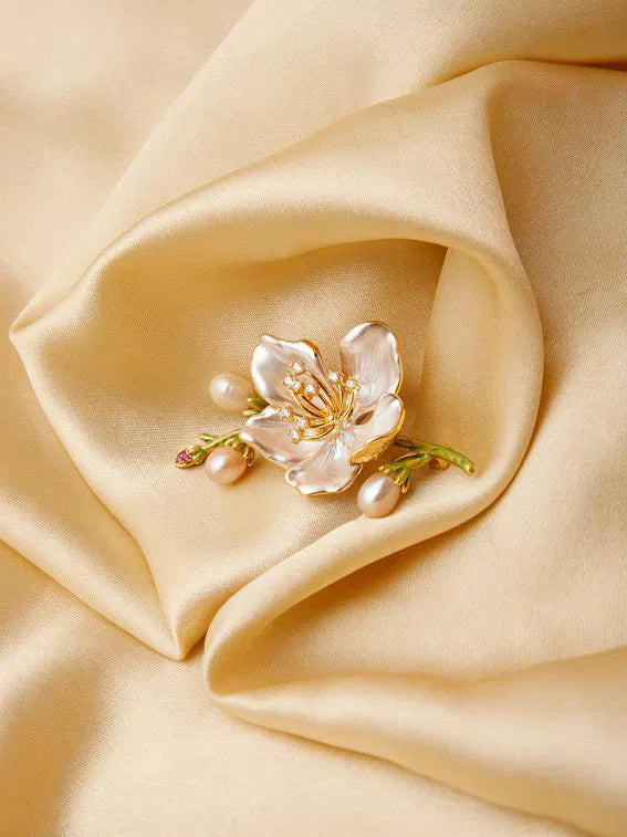 White Flower Brooch