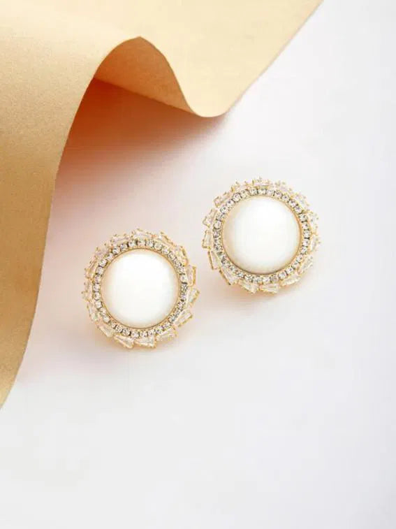 White Pearl Studded Earrings